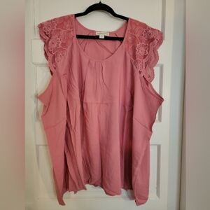 Coldwater Creek Pink Flutter Sleeve Blouse